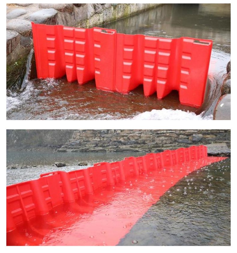 Portable red flood barrier for flood water control