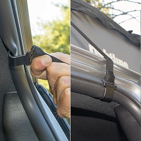 Flexible plastic buckle strap for quick‑fix interior securing